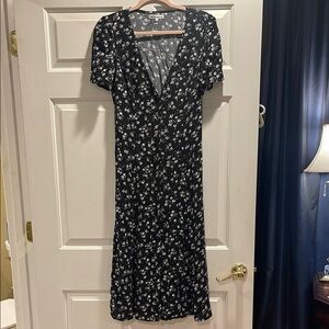 Reformation Black and White Button up Floral dress